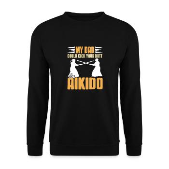 Mon père pourrait te botter les fesses en Aïkido drôle - Sweat-shirt Unisexe - noir - Devant - Alina (178cm) & Michal (187cm)