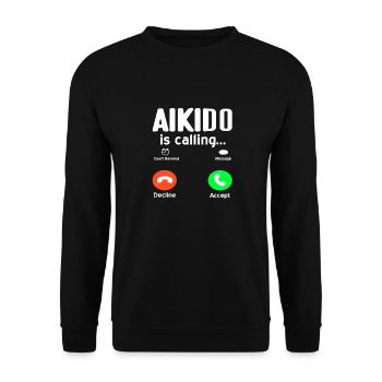 L’Aïkido appelle drôle le T-Shirt d’Aïkido Présent - Sweat-shirt Unisexe - noir - Devant - Alina (178cm) & Michal (187cm)