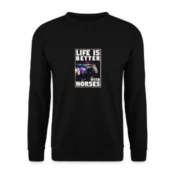Reiten Niedliche Pferdebesitzerin Das Leben - Unisex Pullover - Schwarz - Vorne - Alina (178cm) & Michal (187cm)