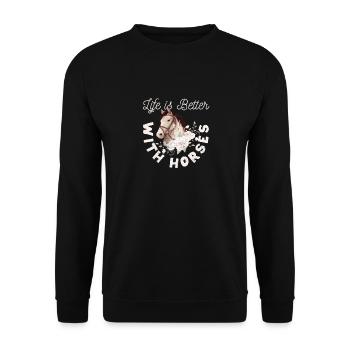 Life is better with horses Riding Cute - Unisex Sweatshirt - black - Front - Alina (178cm) & Michal (187cm)