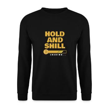 Lustiges Bitcoin und Kryptowährung Investor HODL - Unisex Pullover - Schwarz - Vorne - Alina (178cm) & Michal (187cm)