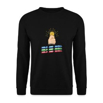 Lustiges Bitcoin und Kryptowährung Investor HODL - Unisex Pullover - Schwarz - Vorne - Alina (178cm) & Michal (187cm)
