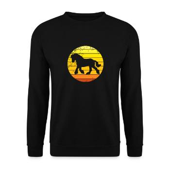 Clydesdale Pferd retro Zugpferd Motiv - Unisex Pullover - Schwarz - Vorne - Alina (178cm) & Michal (187cm)