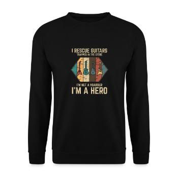 Je sauve des guitares piégées dans le magasin Funny Guitar - Sweat-shirt Unisexe - noir - Devant - Alina (178cm) & Michal (187cm)