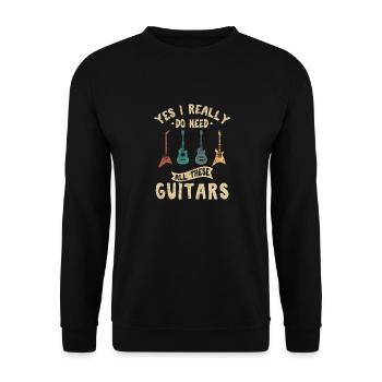 Oui j’ai vraiment besoin de toutes ces guitares Drôle Guita - Sweat-shirt Unisexe - noir - Devant - Alina (178cm) & Michal (187cm)