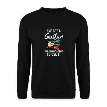 J’ai une guitare et je n’ai pas peur de l’utiliser gui - Sweat-shirt Unisexe - noir - Devant - Alina (178cm) & Michal (187cm)