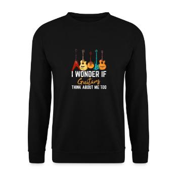 Je me demande si les guitares pensent à moi trop drôle Guita - Sweat-shirt Unisexe - noir - Devant - Alina (178cm) & Michal (187cm)