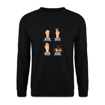 Rock Paper Ciseaux Rien ne bat Guitares Drôle Gu - Sweat-shirt Unisexe - noir - Devant - Alina (178cm) & Michal (187cm)