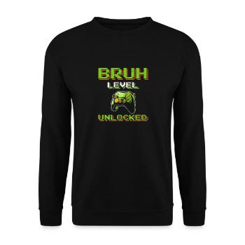 BRUH Level Unlocked Funny Gamer Funny Video Game P - Unisex Sweatshirt - black - Front - Alina (178cm) & Michal (187cm)
