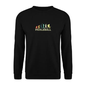 Spaß Pickleball Paddle Pickleball Player Evolution - Unisex Pullover - Schwarz - Vorne - Alina (178cm) & Michal (187cm)