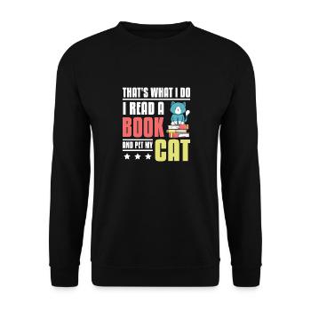 Lisez un livre et caressez mon chat - Sweat-shirt Unisexe - noir - Devant - Alina (178cm) & Michal (187cm)