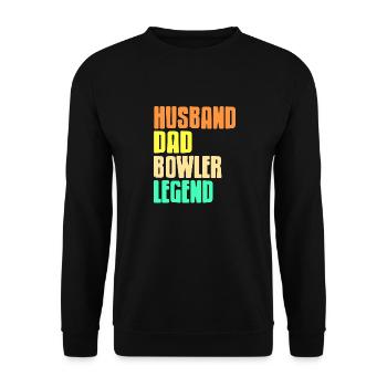 Husband Dad Bowler Legend Retro Bowling T-Shirt - Unisex Sweatshirt - black - Front - Alina (178cm) & Michal (187cm)
