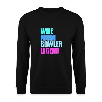 Wife Mom Bowler Legend Retro Bowling T-Shirt - Unisex Sweatshirt - black - Front - Alina (178cm) & Michal (187cm)