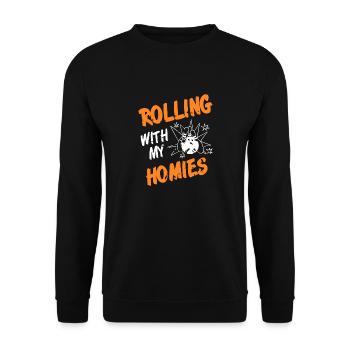 Rouler avec mes homies Vintage Funny Bowling - Sweat-shirt Unisexe - noir - Devant - Alina (178cm) & Michal (187cm)