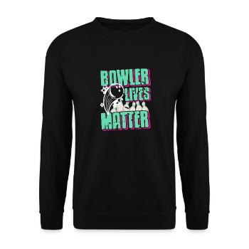 Bowler Lives Matter Awesome Vintage T-Shirt - Unisex Sweatshirt - black - Front - Alina (178cm) & Michal (187cm)