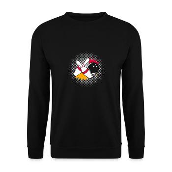 Cool Vintage Pin Bowling Designs T-Shirt - Unisex Pullover - Schwarz - Vorne - Alina (178cm) & Michal (187cm)