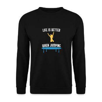 Life With Jumping Bounce Trampoline Hobby Sports - Unisex Sweatshirt - black - Front - Alina (178cm) & Michal (187cm)