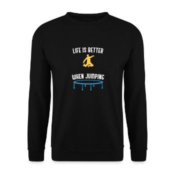 Trampoline Jumping Bounce Hobby Trampolinist - Unisex Sweatshirt - black - Front - Alina (178cm) & Michal (187cm)