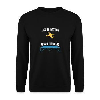 Life With Jumping Trampoline Hobby Sports - Unisex Sweatshirt - black - Front - Alina (178cm) & Michal (187cm)
