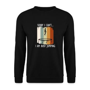 Busy Jumping Trampoline Trampoline Jumper - Unisex Sweatshirt - black - Front - Alina (178cm) & Michal (187cm)