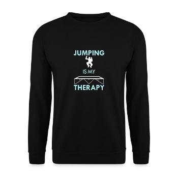 Jumping as Therapy Trampolinist Hobby Sports - Unisex Sweatshirt - black - Front - Alina (178cm) & Michal (187cm)