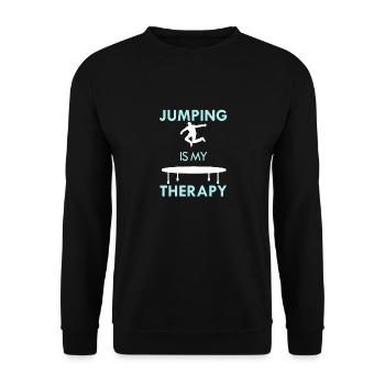 Jumping as Therapy Hobby Sports Trampolinist - Unisex Sweatshirt - black - Front - Alina (178cm) & Michal (187cm)