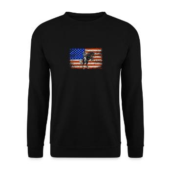 USA Flag Cowboy Roping Équitation américaine - Sweat-shirt Unisexe - noir - Devant - Alina (178cm) & Michal (187cm)
