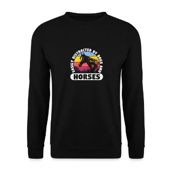 Fun riding Easily distracted by horses Dog - Unisex Sweatshirt - black - Front - Alina (178cm) & Michal (187cm)