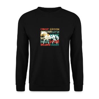 Horse Typography Word Art Horse Riding Riding - Unisex Sweatshirt - black - Front - Alina (178cm) & Michal (187cm)