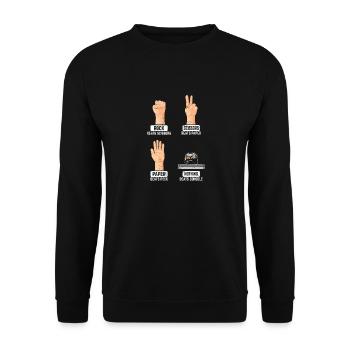 Rock Paper Scissors Nothing Beats Console PC Funny - Unisex Pullover - Schwarz - Vorne - Alina (178cm) & Michal (187cm)