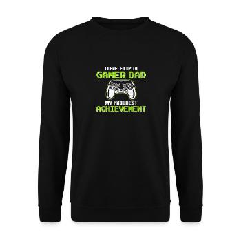 Gamer Dad My Proudest Achievement Video Game Gamin - Unisex Pullover - Schwarz - Vorne - Alina (178cm) & Michal (187cm)