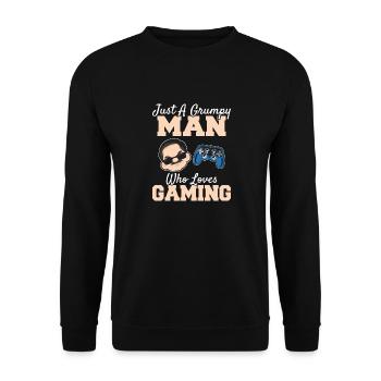 Funny Grumpy Man Who Loves Gaming Gamer Dad Video - Unisex Pullover - Schwarz - Vorne - Alina (178cm) & Michal (187cm)