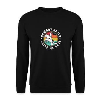 Texas Western Riding Horse Rider Cowboy Butts - Unisex Sweatshirt - black - Front - Alina (178cm) & Michal (187cm)