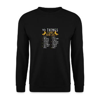 10 Dinge, die ich in meinem Leben will Pferde - Unisex Pullover - Schwarz - Vorne - Alina (178cm) & Michal (187cm)