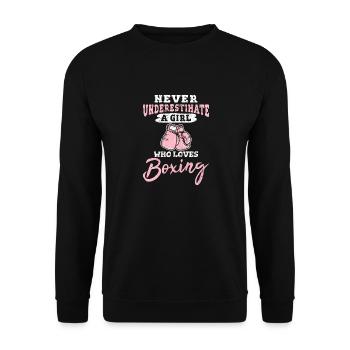 Never Underestimate A Girl Who Loves Boxing Woman - Unisex Sweatshirt - black - Front - Alina (178cm) & Michal (187cm)