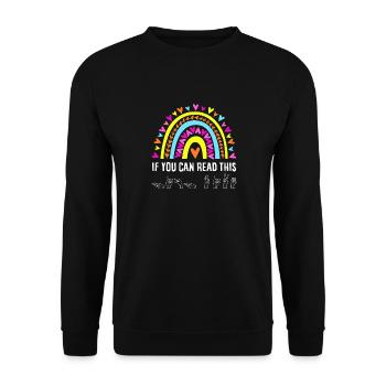 ASL Alphabet American Sing Language ASL Teacher - Unisex Pullover - Schwarz - Vorne - Alina (178cm) & Michal (187cm)