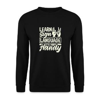 ASL Alphabet Teacher American Sing Language Its - Unisex Sweatshirt - black - Front - Alina (178cm) & Michal (187cm)