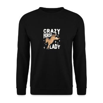 Crazy Horse Lady Funny Horse Lovers - Unisex Sweatshirt - black - Front - Alina (178cm) & Michal (187cm)