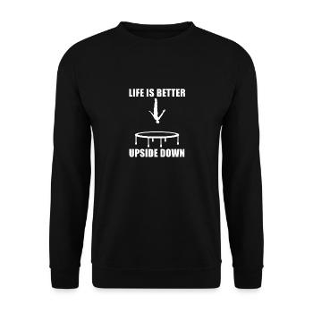 Sprungtrampolin Lustiger Spruch Hobby Tramp - Unisex Pullover - Schwarz - Vorne - Alina (178cm) & Michal (187cm)