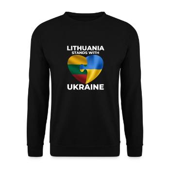 Lithuania supports Ukraine - Unisex Sweatshirt - black - Front - Alina (178cm) & Michal (187cm)