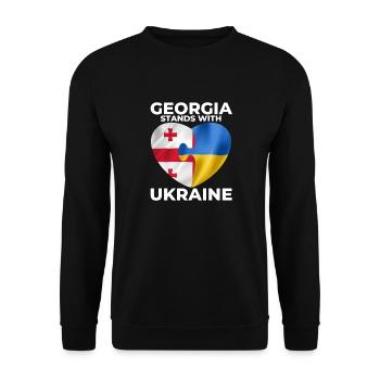 Georgia supports Ukraine - Unisex Sweatshirt - black - Front - Alina (178cm) & Michal (187cm)