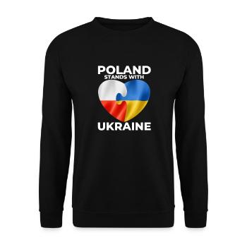 Poland supports Ukraine - Unisex Sweatshirt - black - Front - Alina (178cm) & Michal (187cm)