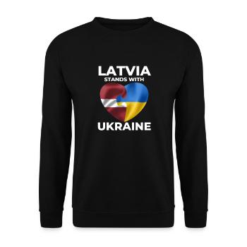 Latvia supports Ukraine - Unisex Sweatshirt - black - Front - Alina (178cm) & Michal (187cm)