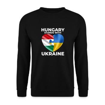 Ungarn unterstützt die Ukraine - Unisex Pullover - Schwarz - Vorne - Alina (178cm) & Michal (187cm)