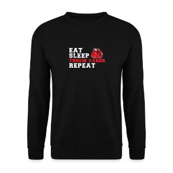 Eat Sleep Throw Hands Funny Boxing Lover Coach Ama - Unisex Pullover - Schwarz - Vorne - Alina (178cm) & Michal (187cm)