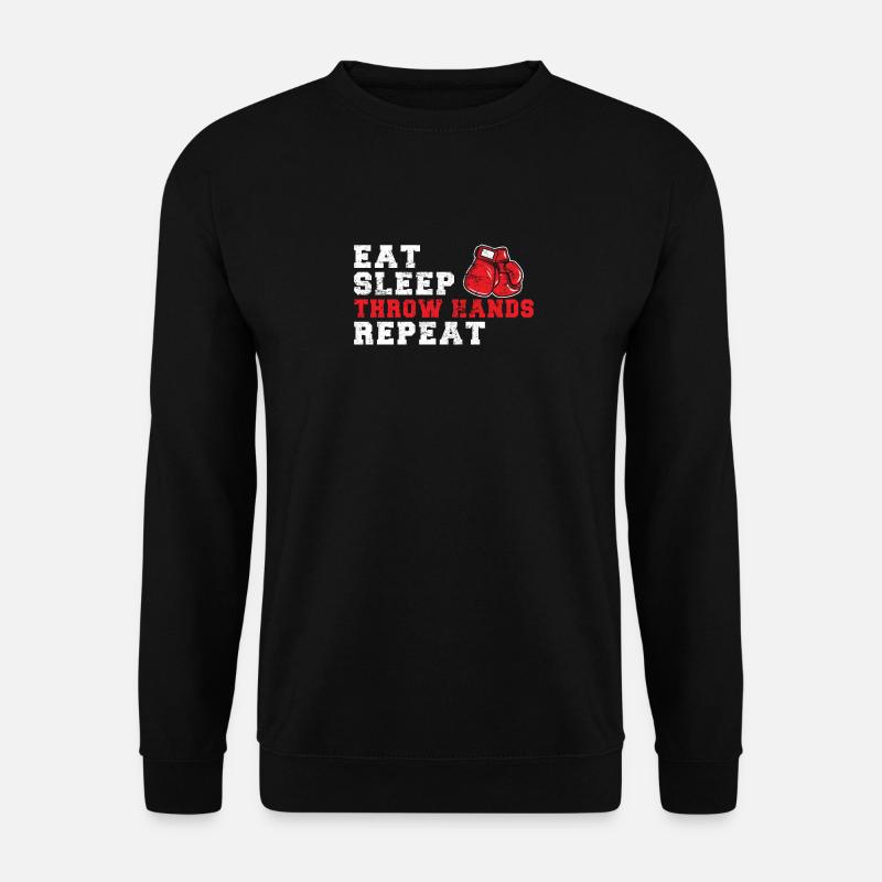 Eat Sleep Throw Hands Funny Boxing Lover Coach Ama - Unisex Pullover - Schwarz