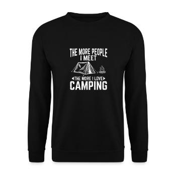The More People I Meet The More I Love Camping Fun - Unisex Pullover - Schwarz - Vorne - Alina (178cm) & Michal (187cm)