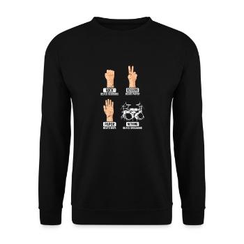 Rock Paper Scissors Nothing Beats Drumming Funny D - Unisex Pullover - Schwarz - Vorne - Alina (178cm) & Michal (187cm)