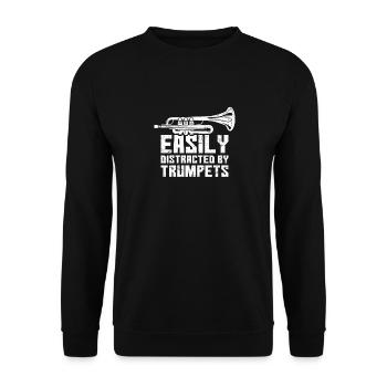 Easily Distracted By Trumpets Funny Trumpet Player - Unisex Sweatshirt - black - Front - Alina (178cm) & Michal (187cm)