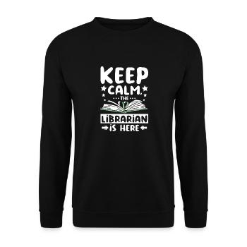 Keep calm the librarian is here - Unisex Sweatshirt - black - Front - Alina (178cm) & Michal (187cm)